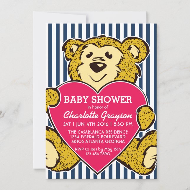 Cute Teddy Bear and Love Birthday Invitation (Front)