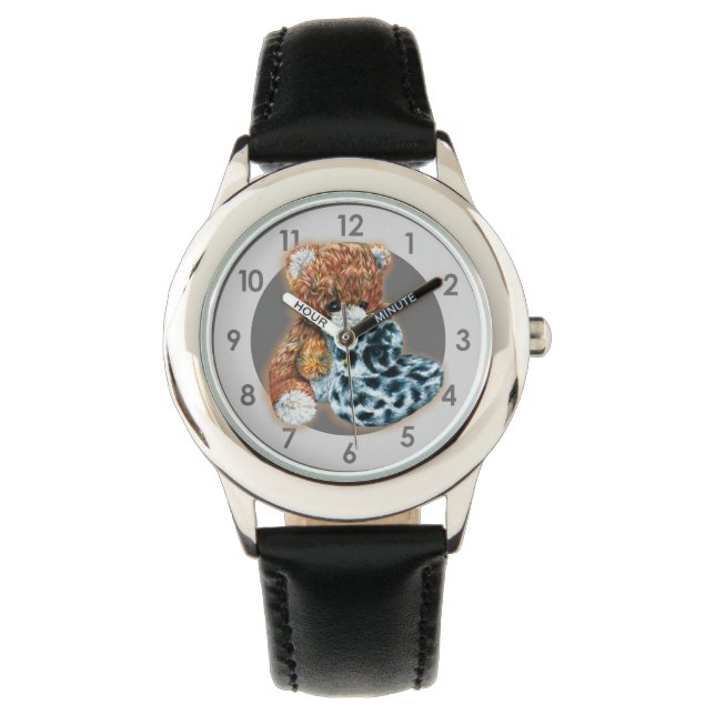 Cute teddy bear art soft toy kids watch (Front)