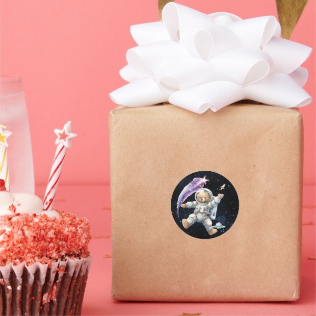 Cute Teddy Bear Astronaut Galaxy Stickers (Party)
