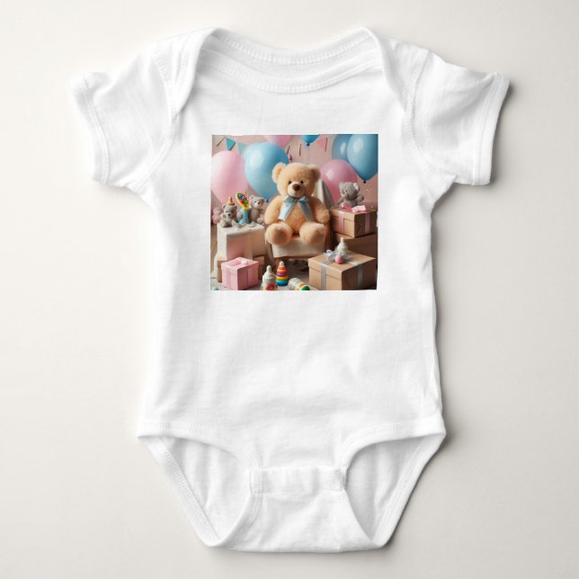 Cute Teddy Bear  Baby Bodysuit (Front)