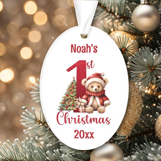 Cute Teddy Bear Baby Boy 1st Christmas  Ornament (Cute Teddy Bear Baby Boy 1st Christmas Ornament)