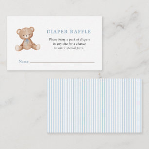 Cute Teddy Bear Baby Boy shower Diaper Raffle Enclosure Card