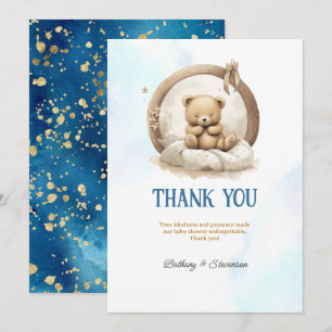 Cute Teddy Bear Baby Boy Shower Thank You Card