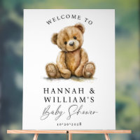 Cute Teddy Bear Baby Shower Acrylic Welcome Sign
