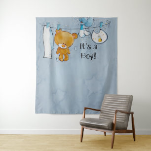 Cute Teddy Bear Baby Shower Backdrop Tapestry