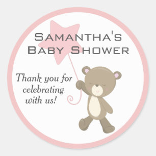 Cute Teddy Bear Baby Shower Classic Round Sticker