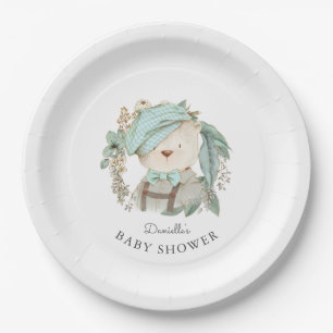 Cute Teddy Bear Baby Shower for Boy Paper Plate