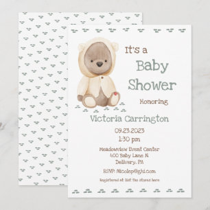 Cute Teddy Bear Baby Shower Invitation