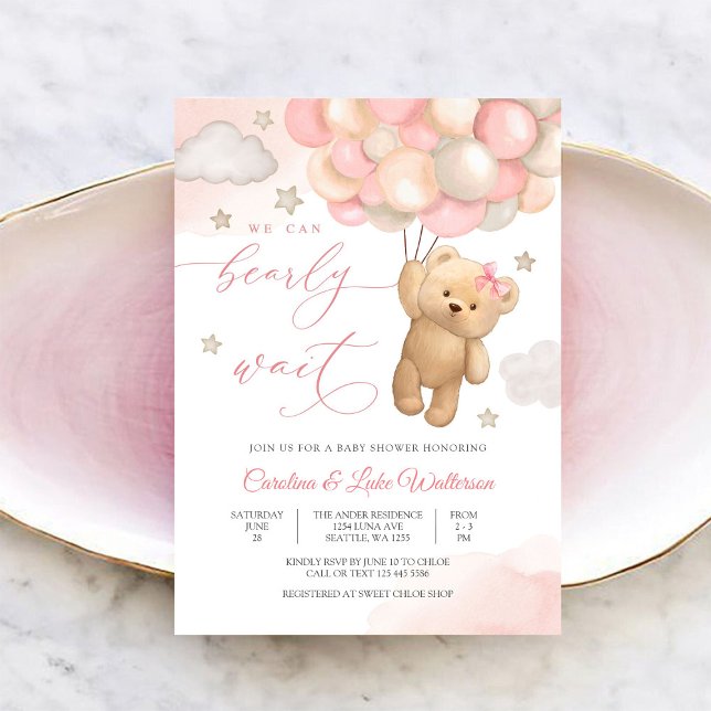Cute Teddy Bear Baby Shower Invitation (Creator Uploaded)