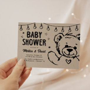Cute Teddy Bear   Baby Shower Invitation