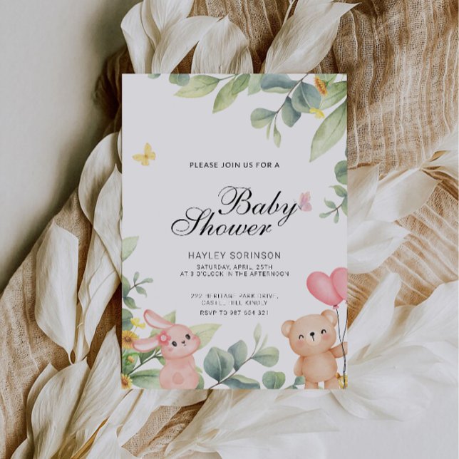 Cute Teddy Bear Baby Shower   Invitation (Cute Teddy Bear Baby Shower Invitation)