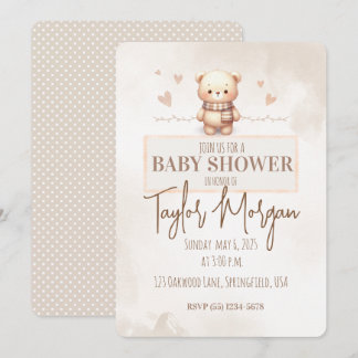Cute Teddy Bear Baby Shower  Invitation