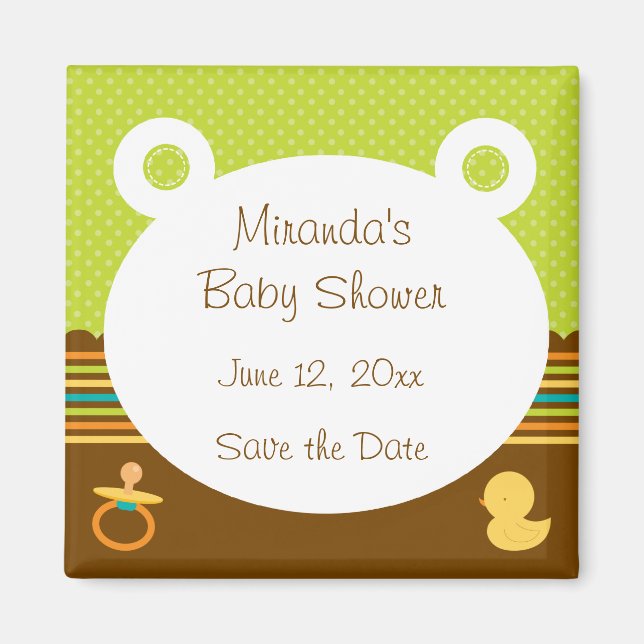 Cute Teddy Bear Baby Shower Magnet (Front)