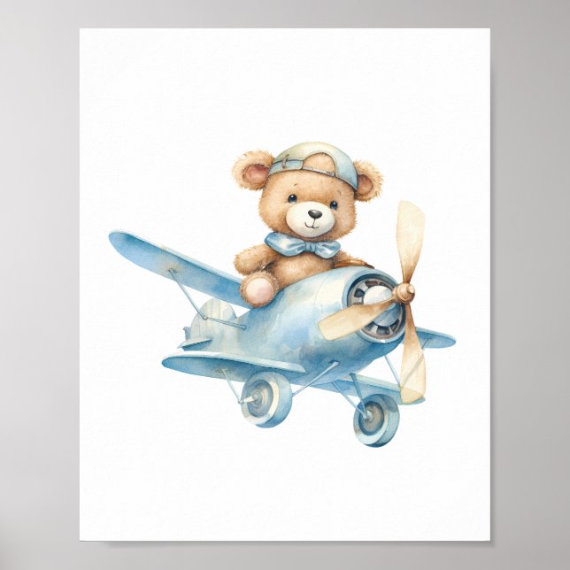 Cute Teddy Bear Baby Shower Nursery Poster (Front)