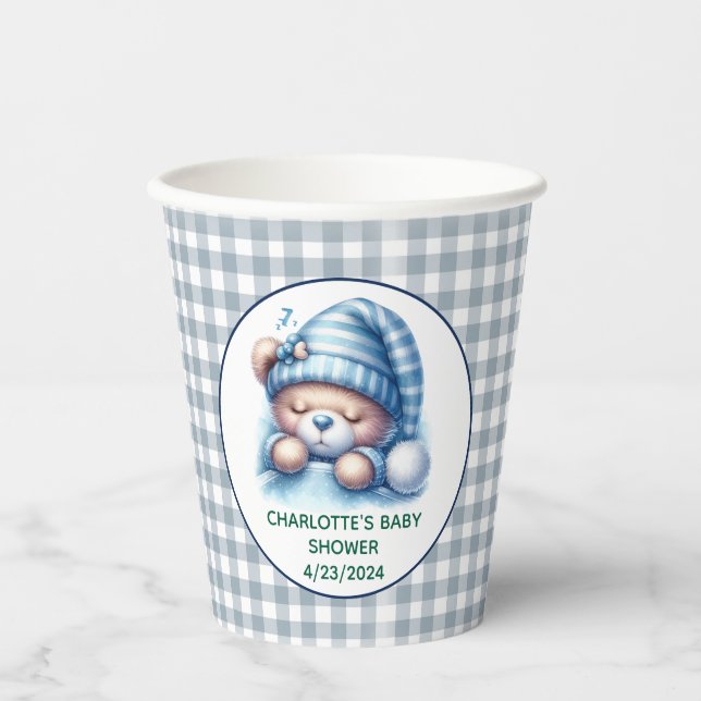 Cute Teddy Bear Baby Shower Paper Cups (Front)
