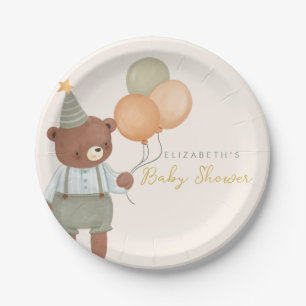 Cute Teddy Bear Baby Shower Paper Plate
