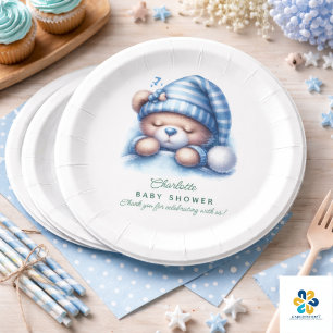 Cute Teddy Bear Baby Shower Paper Plate