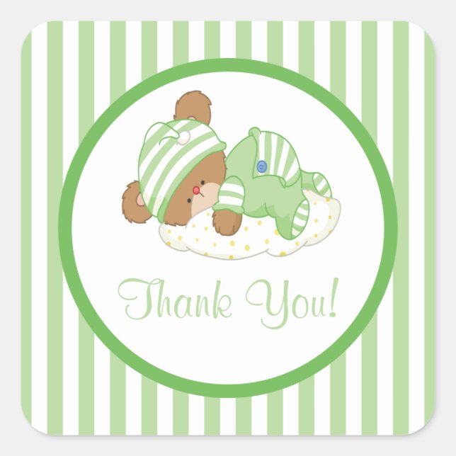 Cute Teddy Bear Baby Shower Square Sticker! Square Sticker (Front)