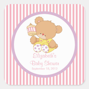 Cute Teddy Bear Baby Shower Square Sticker! Square Sticker