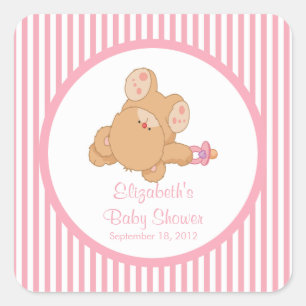 Cute Teddy Bear Baby Shower Square Sticker! Square Sticker