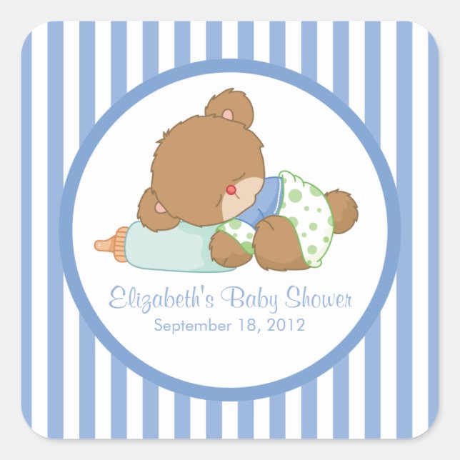 Cute Teddy Bear Baby Shower Square Sticker! Square Sticker (Front)