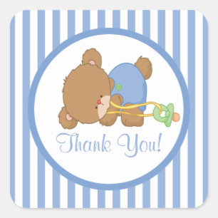 Cute Teddy Bear Baby Shower Square Sticker! Square Sticker