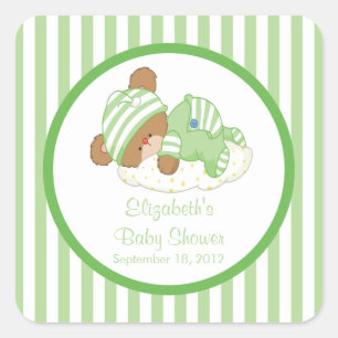 Cute Teddy Bear Baby Shower Square Sticker! Sticker