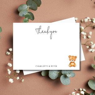 Cute Teddy Bear Baby Shower Thank You Card
