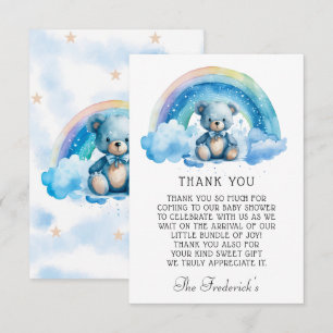 Cute Teddy Bear Baby Shower Thank You Card