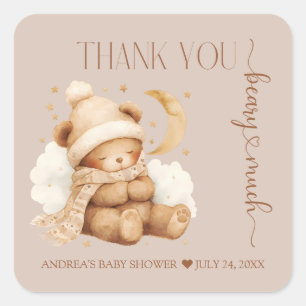 Cute Teddy Bear Baby Shower Thank You Square Sticker