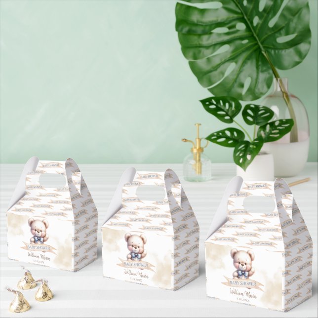 Cute Teddy Bear Baby Shower Watercolor Favour Box (Multiple)