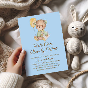 Cute Teddy Bear Baby Shower – We Can Bearly Wait Invitation