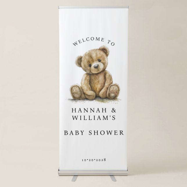 Cute Teddy Bear Baby Shower Welcome Sign (Front)