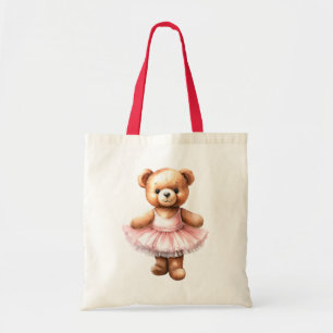 Cute teddy bear ballerina dancing ballet tote bag