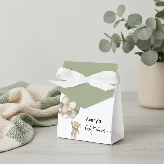 Cute Teddy Bear Balloon Baby Shower Favor Box (Creator Uploaded)
