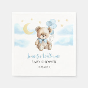 Cute Teddy Bear Balloon Baby Shower Paper Napkins