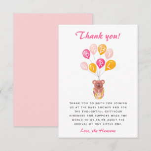 Cute Teddy Bear Balloon Baby Shower Thank you