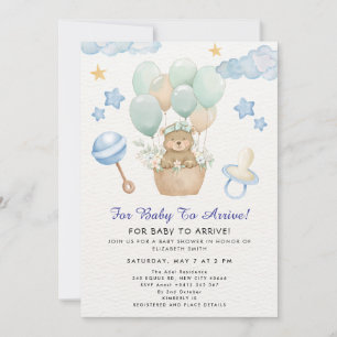 Cute Teddy Bear Balloon Theme Invitation