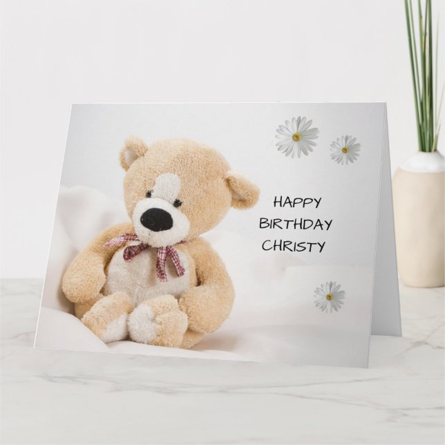 Cute Teddy Bear Birthday Card (Front)