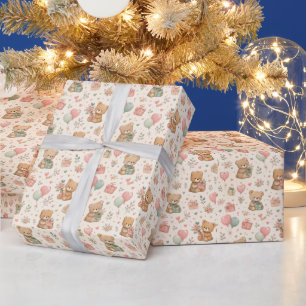 Cute Teddy Bear Birthday Gift Wrap