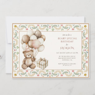 Cute Teddy Bear Birthday Invitation