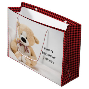 Cute Teddy Bear Birthday Large Gift Bag