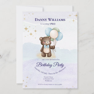 Cute Teddy Bear Birthday Party Invitation
