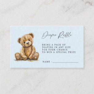 Cute Teddy Bear Blue Baby Boy Shower Diaper Raffle Enclosure Card
