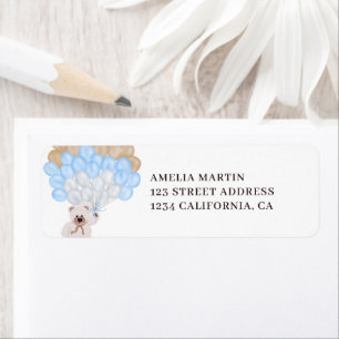 Cute teddy bear blue balloon neutral baby shower