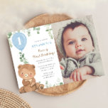 Cute teddy bear blue balloons 1st birthday boy invitation<br><div class="desc">For more advanced customisation of this design,  simply select the "Edit using Design Tool" button above!</div>