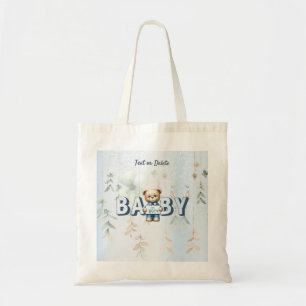 Cute Teddy Bear Blue Floral Beautiful Tote Bag