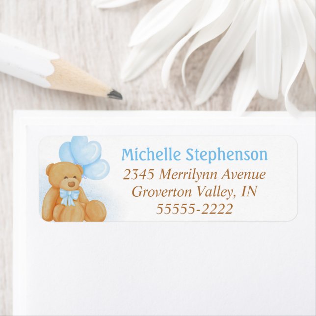 Cute Teddy Bear Blue Heart Balloons (Insitu)