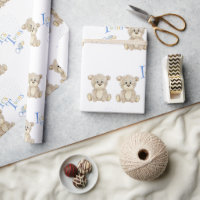 Cute Teddy Bear Blue it’s Twins Baby Shower