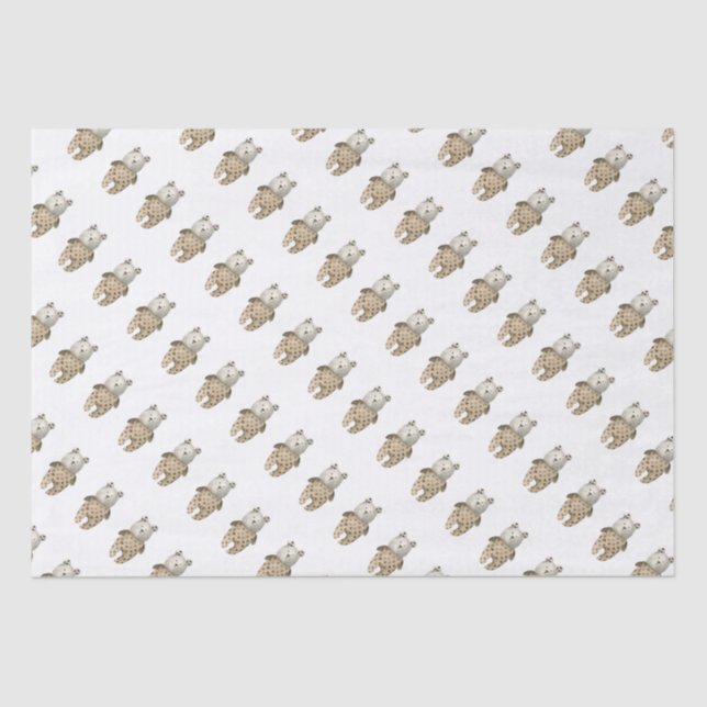 Cute Teddy Bear Boho Baby Shower Wrapping Paper (Front)